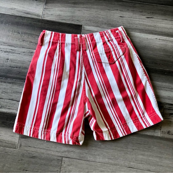 Vintage 1990s Basic Editions High Rise Pleated Red & White Striped Shorts - Picture 10 of 11